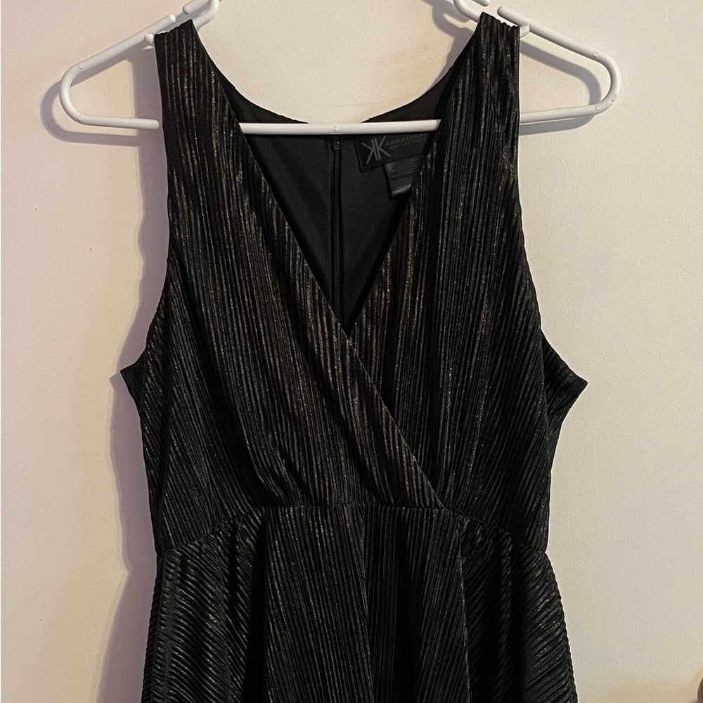 Kardashian Kollection Black with Gold shimmer party dress